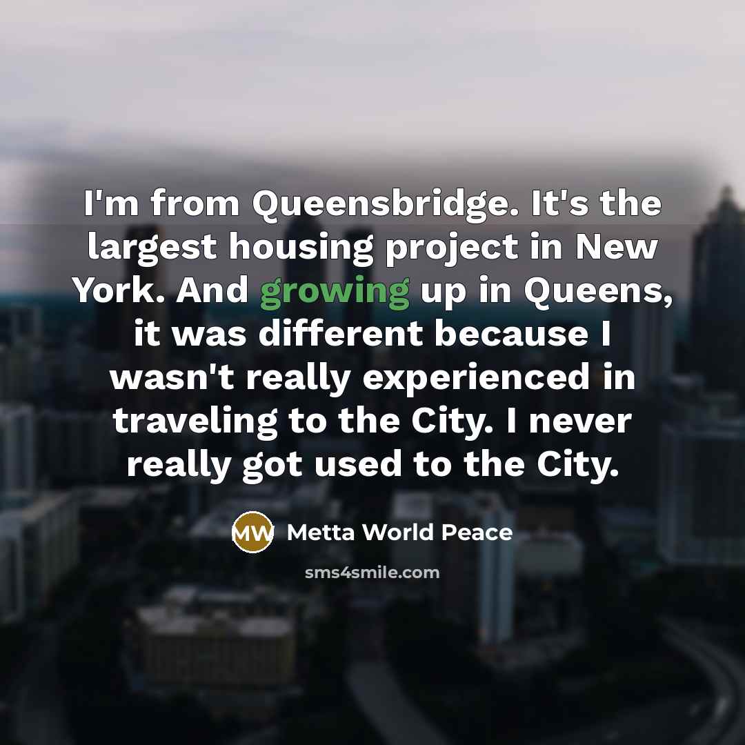 “I'm from Queensbridge. It's the largest housing project in New…” quote by Metta World Peace