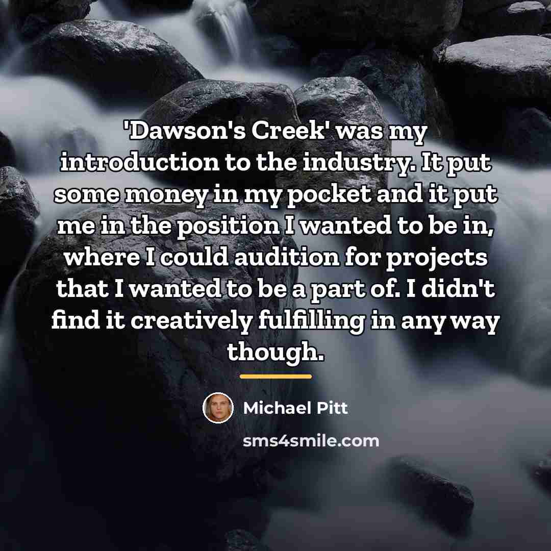 “'Dawson's Creek' was my introduction to the industry. It put…” quote by Michael Pitt