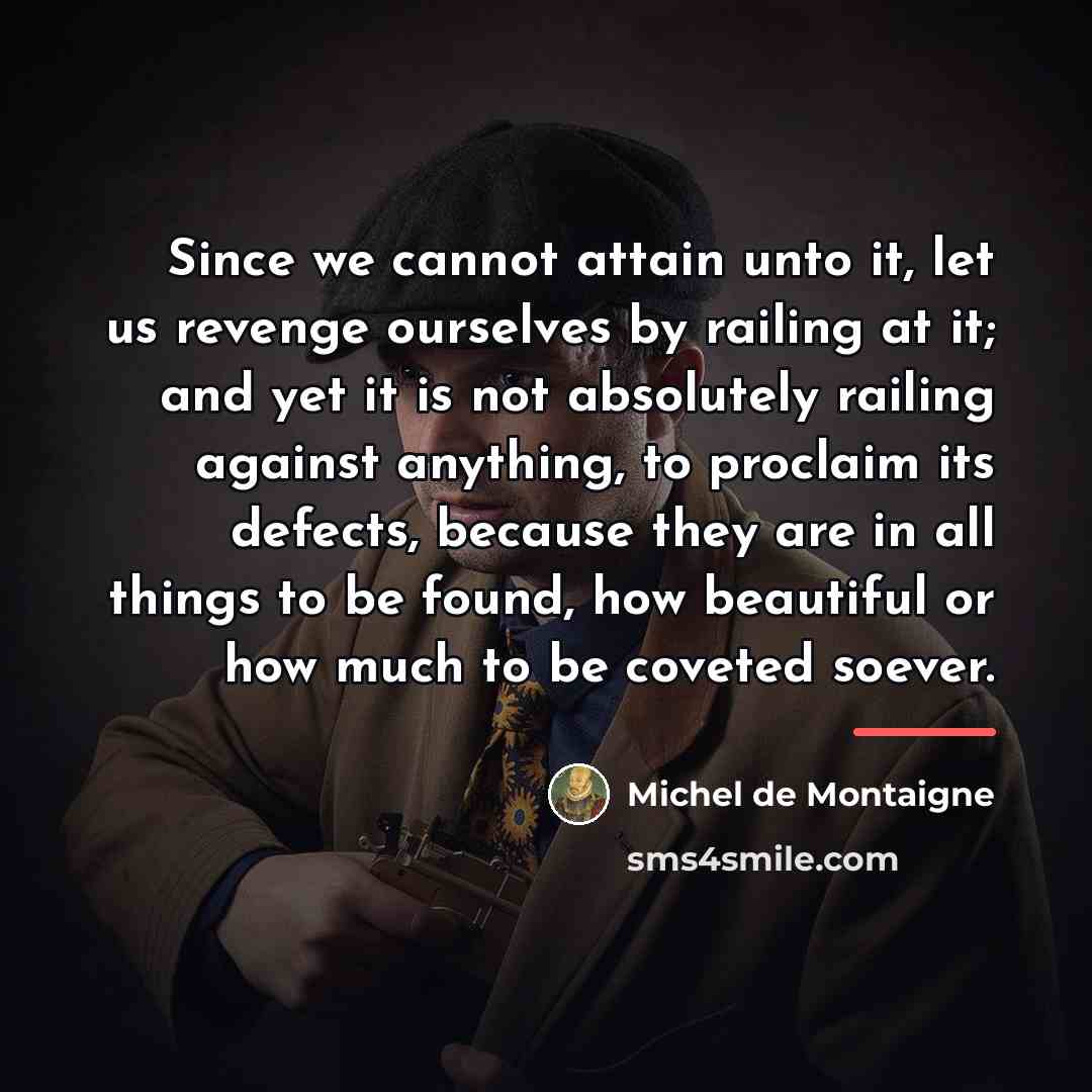 “Since we cannot attain unto it, let us revenge ourselves…” quote by Michel de Montaigne