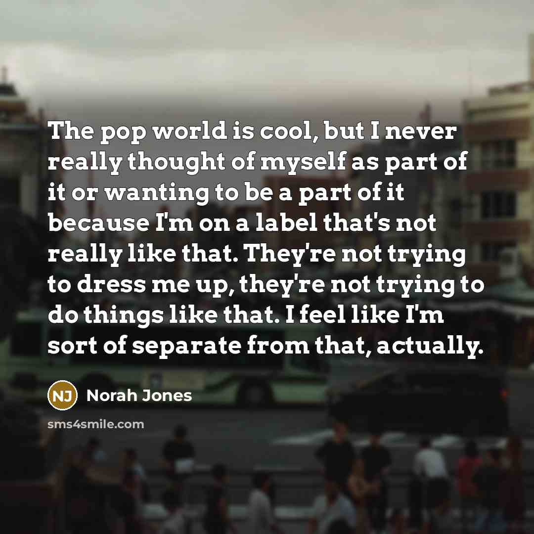 “The pop world is cool, but I never really thought…” quote by Norah Jones