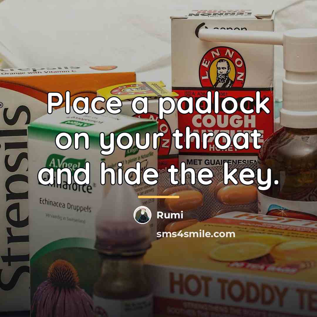 “Place a padlock on your throat and hide the key.…” quote by Rumi