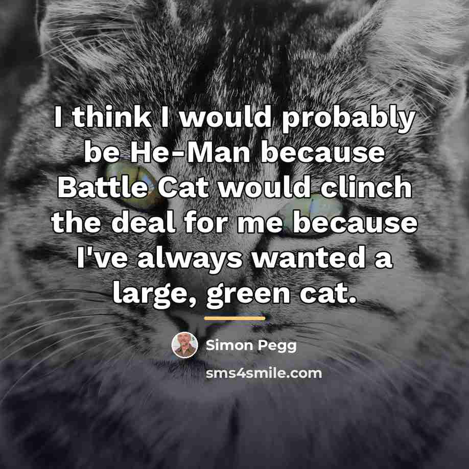 “I think I would probably be He-Man because Battle Cat…” quote by Simon Pegg