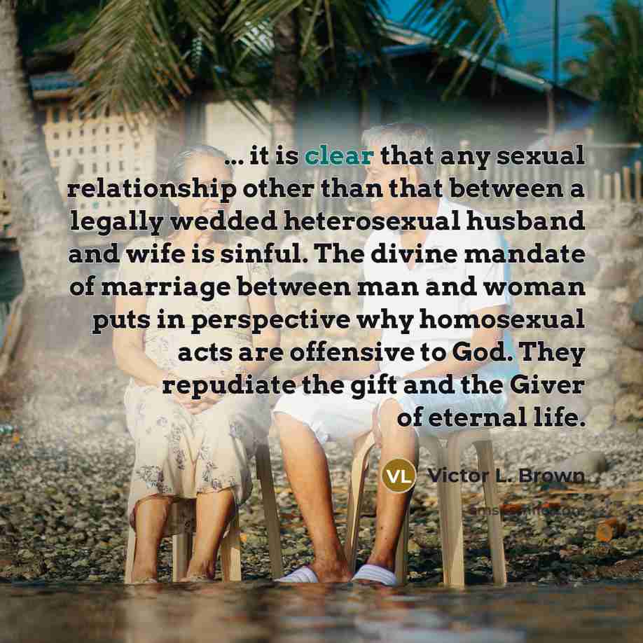 “... it is clear that any sexual relationship other than…” quote by Victor L. Brown