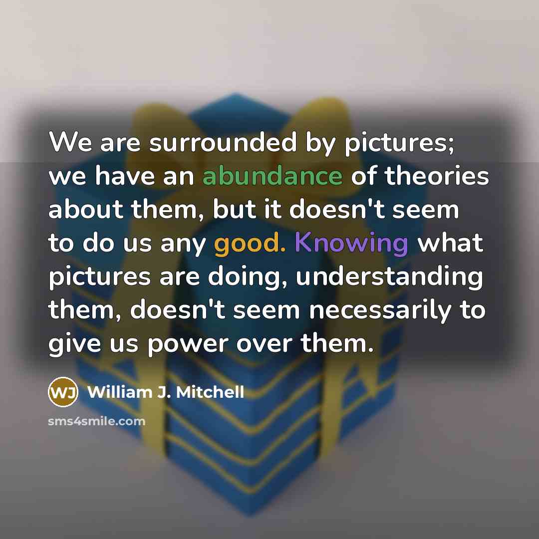 “We are surrounded by pictures; we have an abundance of…” quote by William J. Mitchell