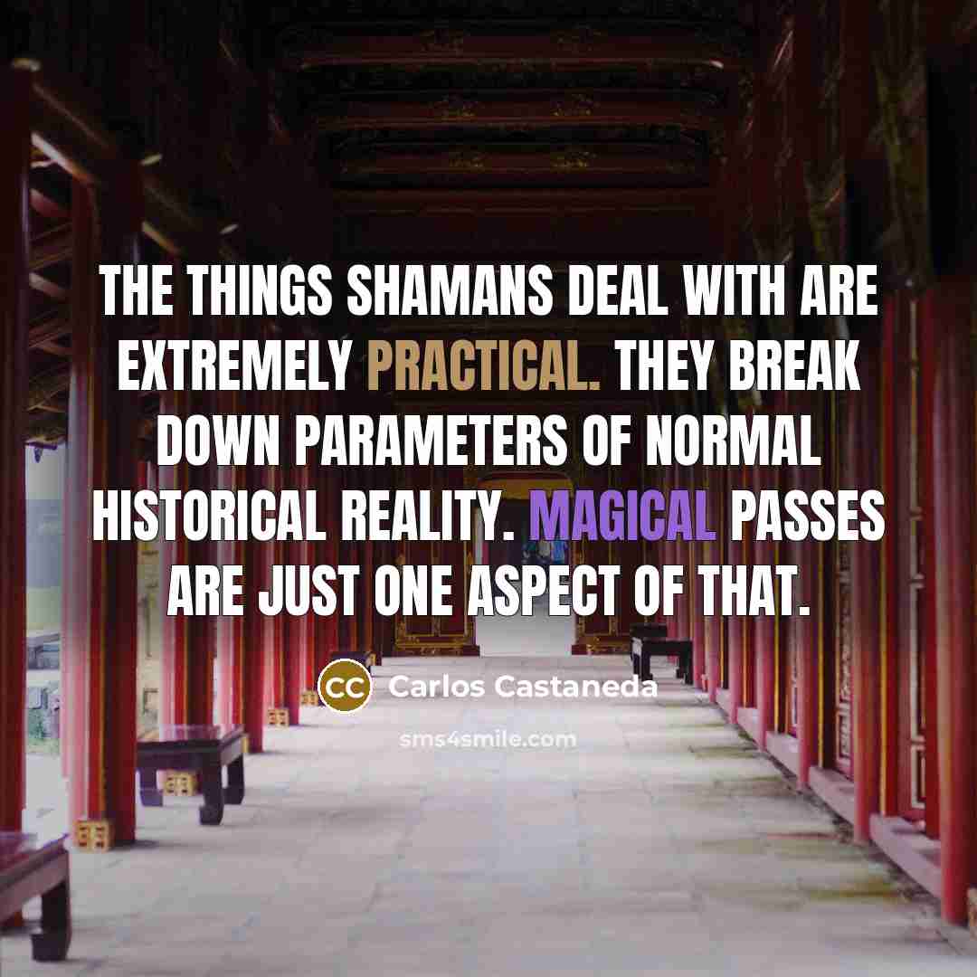 “The things shamans deal with are extremely practical. They break…” quote by Carlos Castaneda