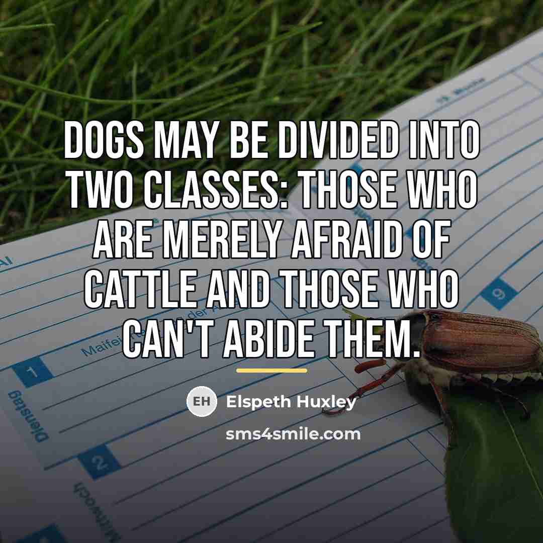 “Dogs may be divided into two classes: those who are…” quote by Elspeth Huxley