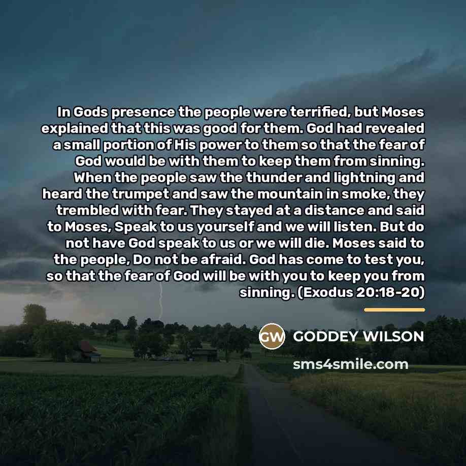 “In Gods presence the people were terrified, but Moses explained…” quote by GODDEY WILSON