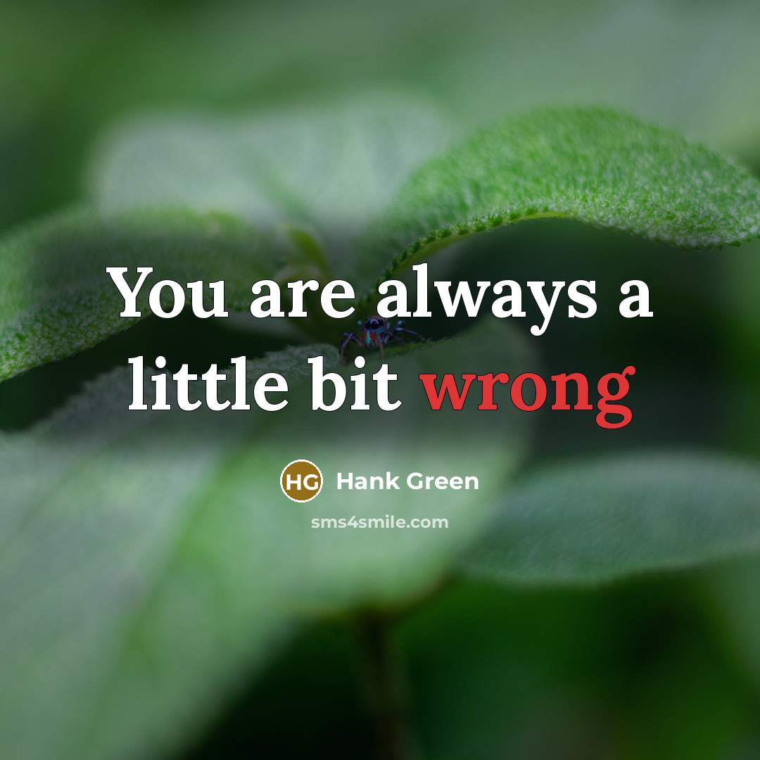 “You are always a little bit wrong” quote by Hank Green