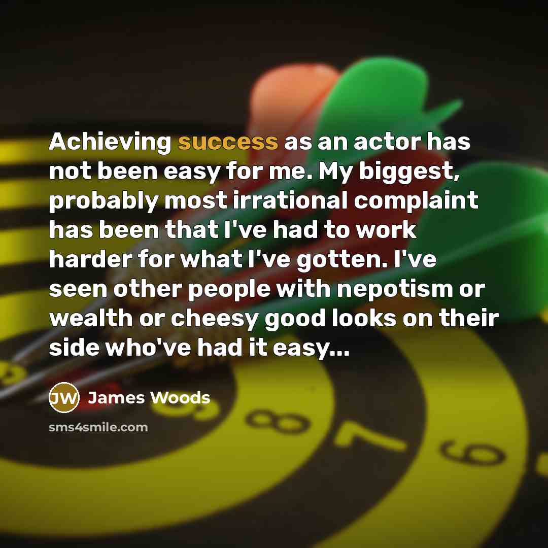 “Achieving success as an actor has not been easy for…” quote by James Woods