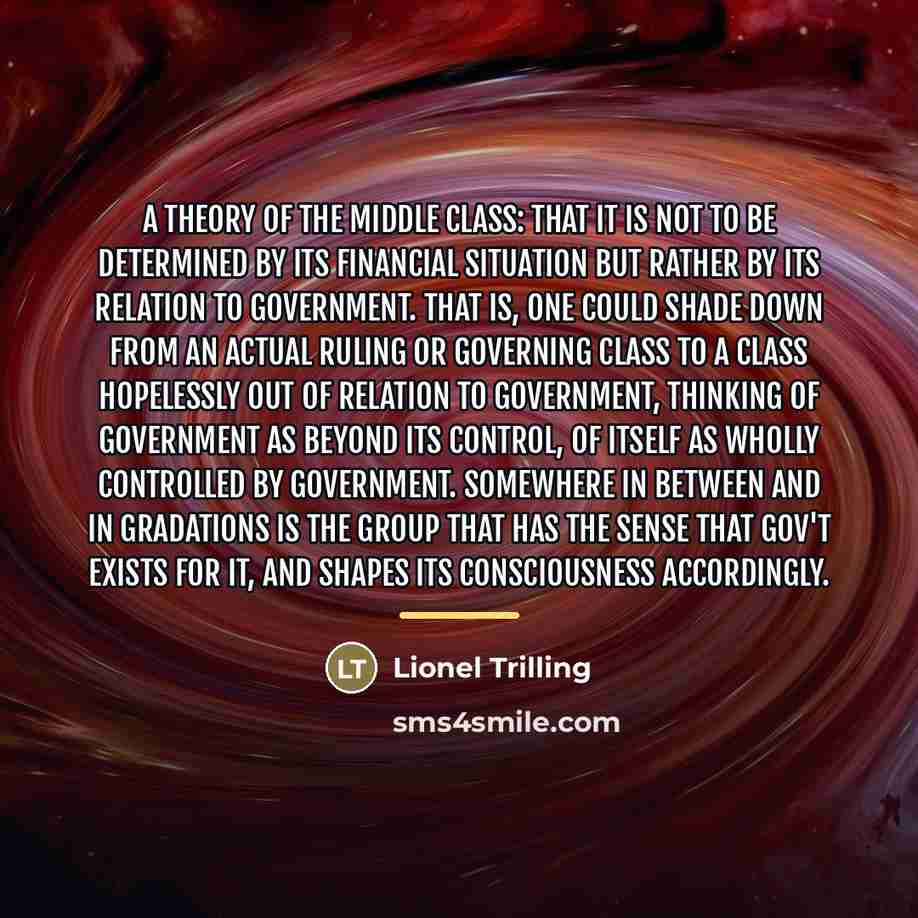 “A theory of the middle class: that it is not…” quote by Lionel Trilling
