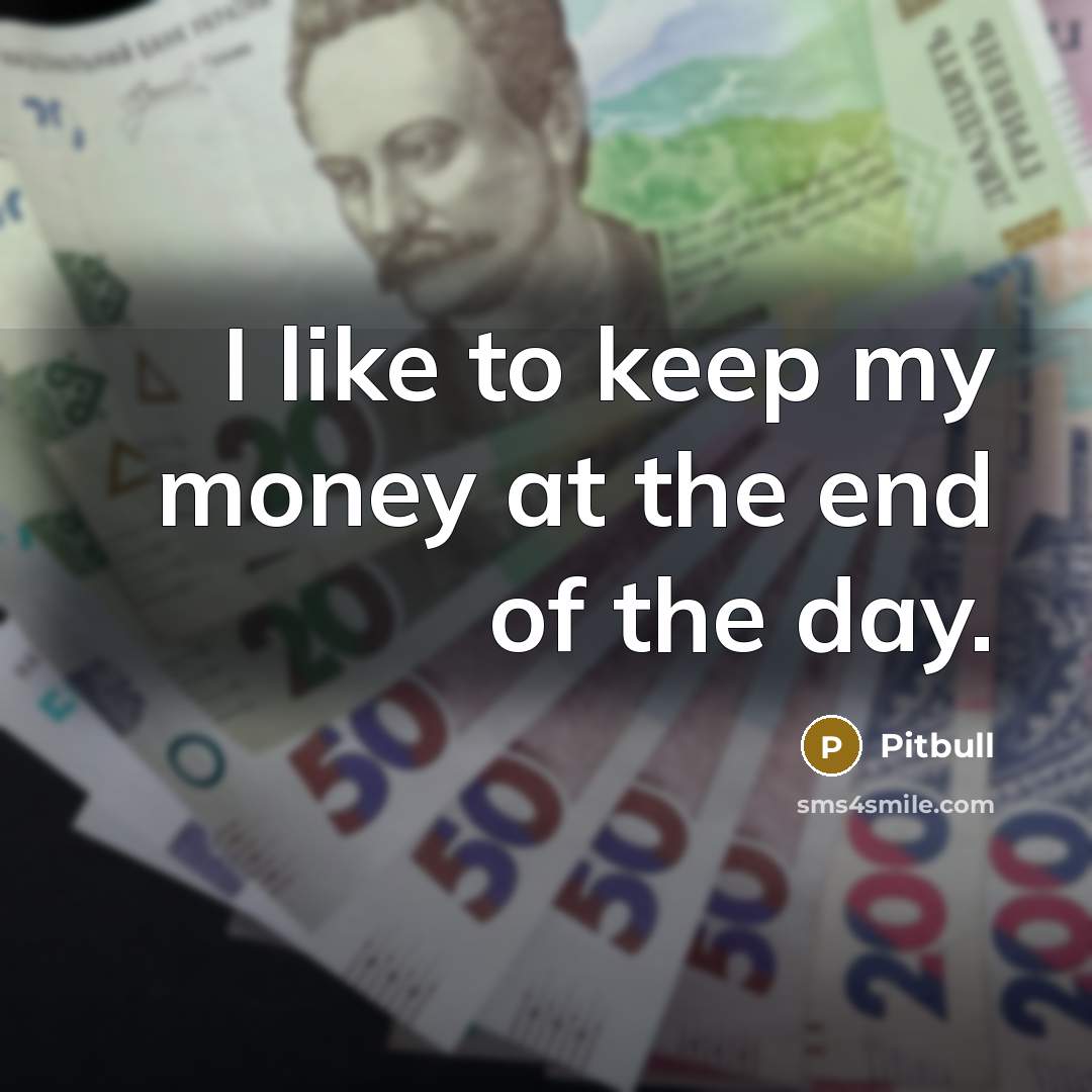 “I like to keep my money at the end of…” quote by Pitbull
