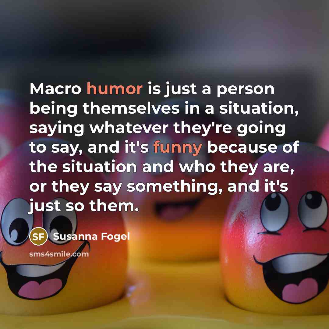 “Macro humor is just a person being themselves in a…” quote by Susanna Fogel