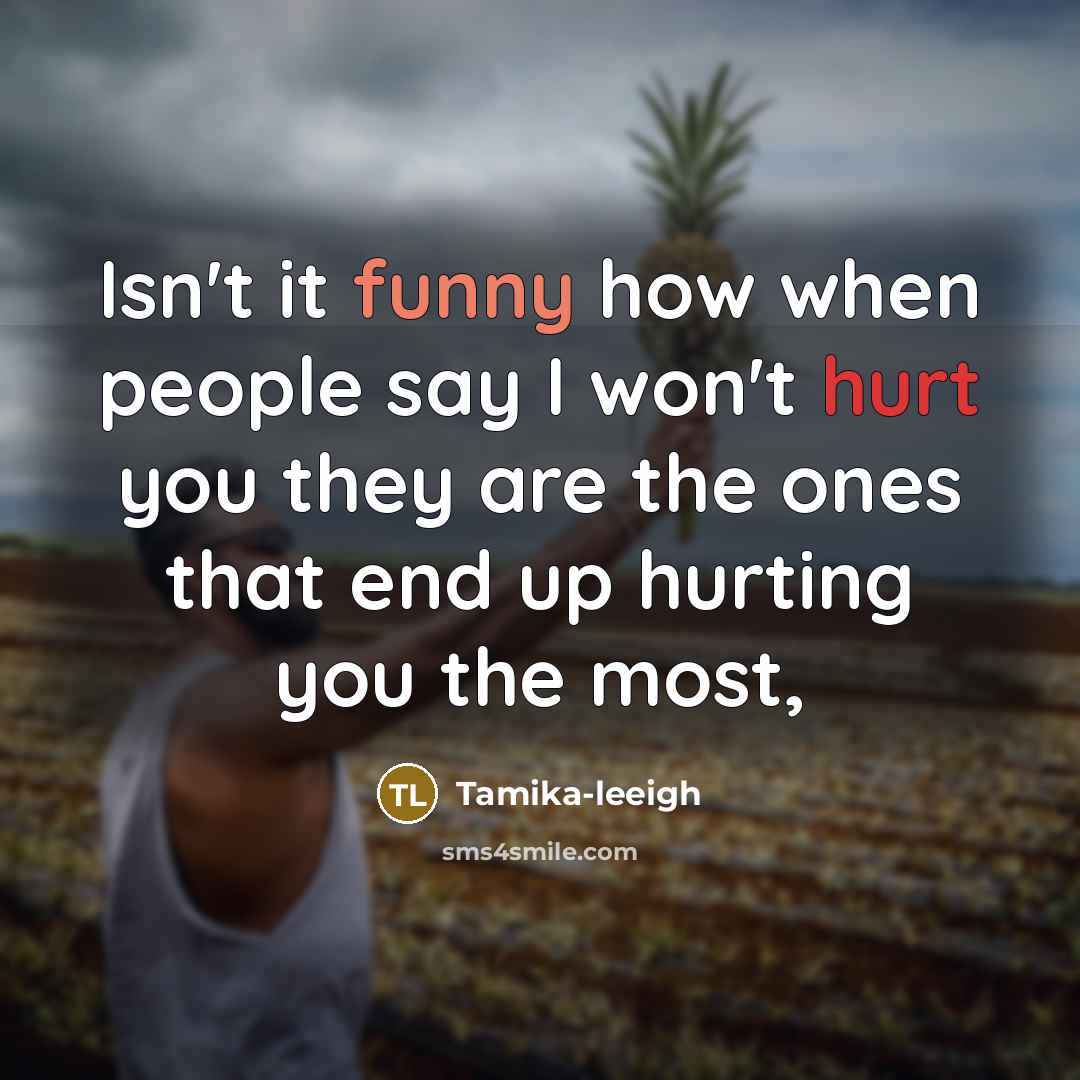 “Isn't it funny how when people say I won't hurt…” quote by Tamika-leeigh