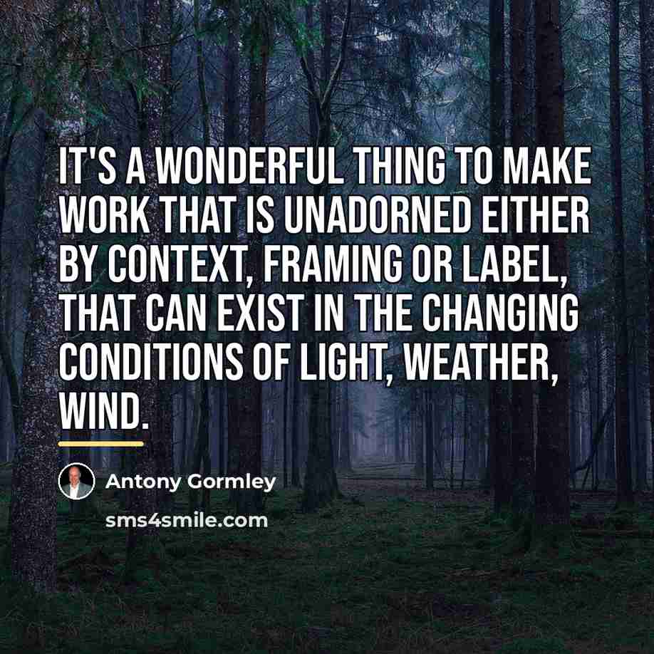 “It's a wonderful thing to make work that is unadorned…” quote by Antony Gormley