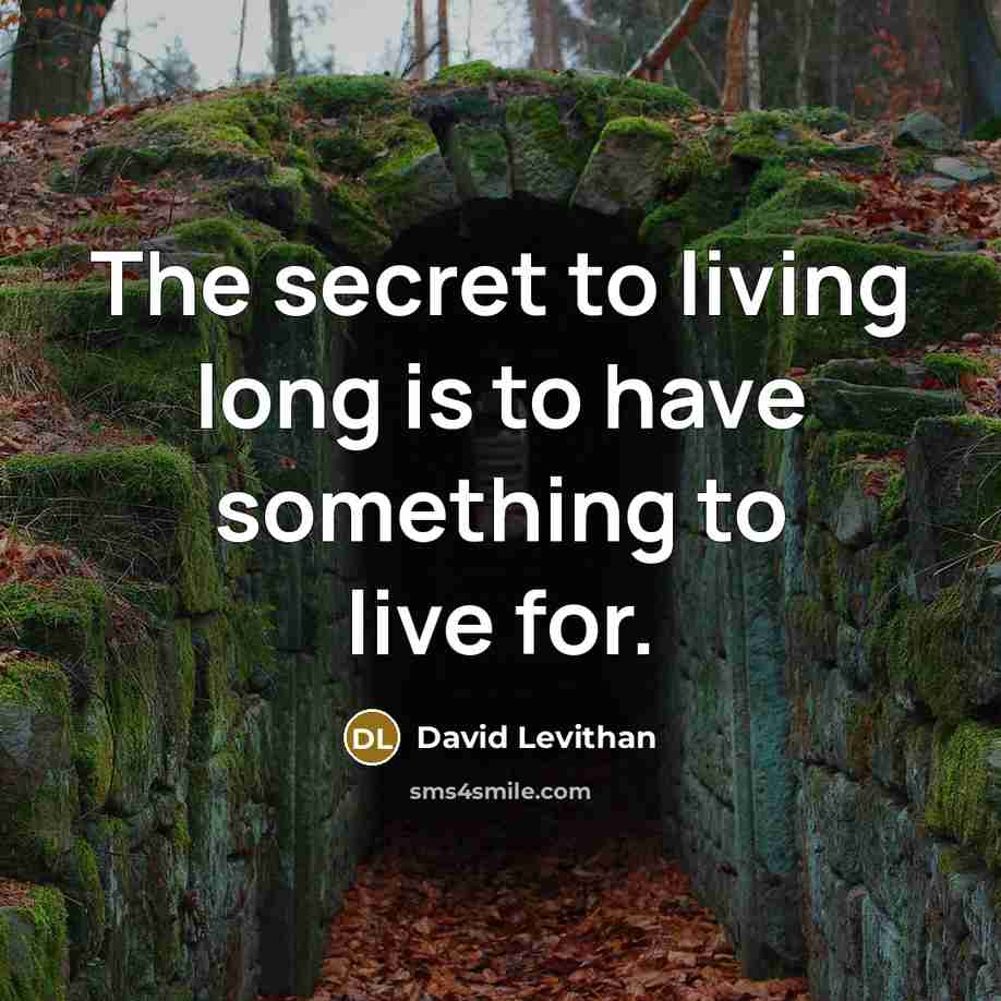 “The secret to living long is to have something to…” quote by David Levithan