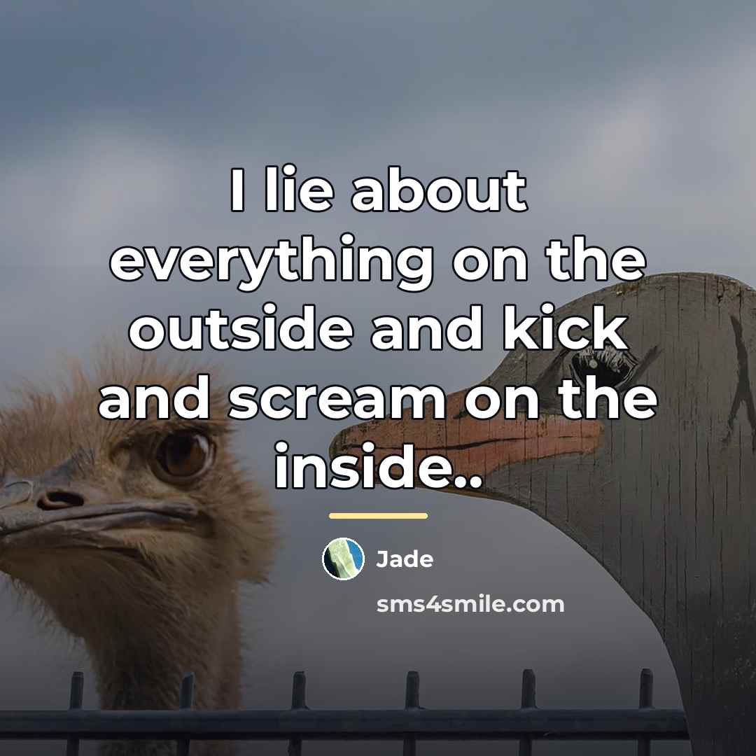 “I lie about everything on the outside and kick and…” quote by Jade