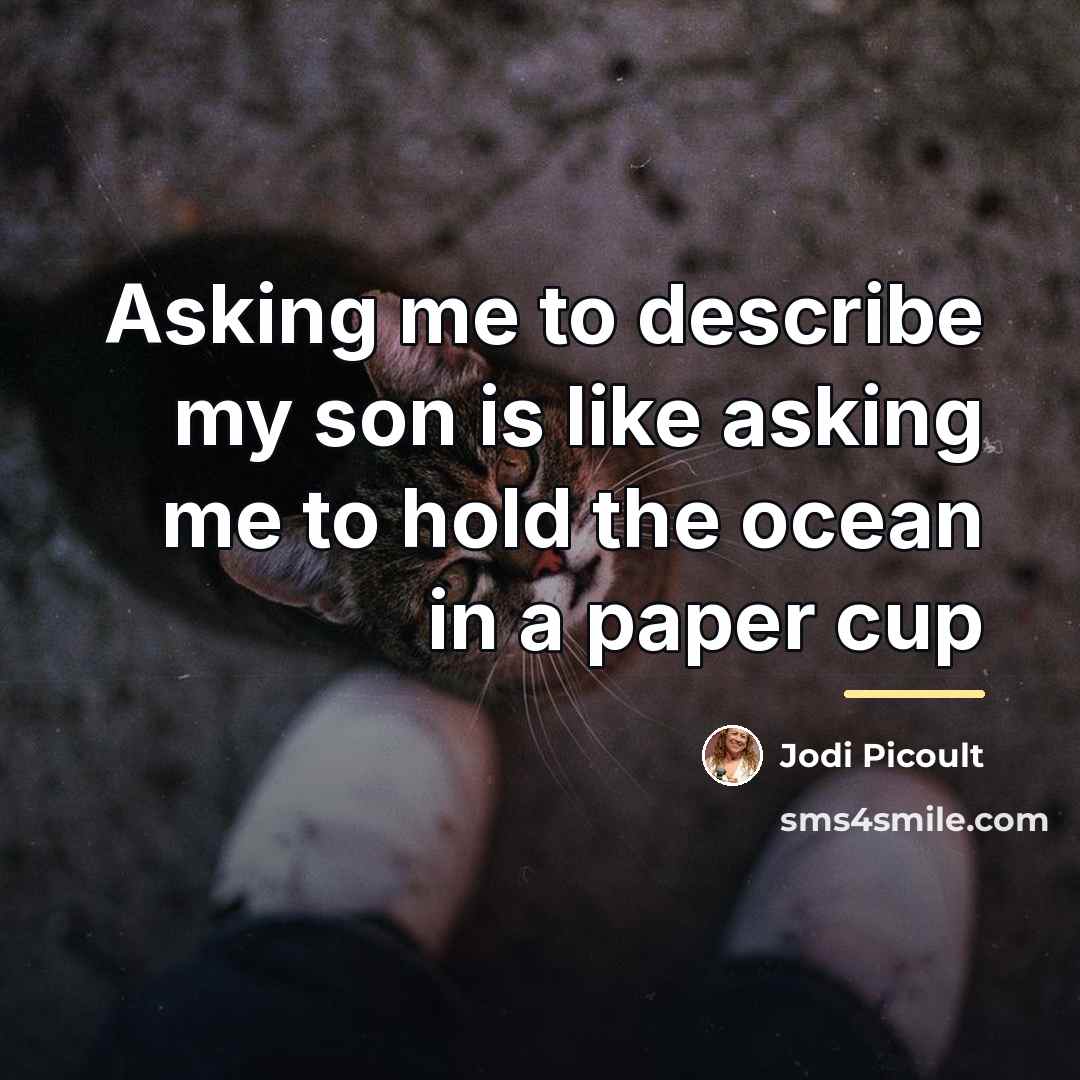 “Asking me to describe my son is like asking me…” quote by Jodi Picoult