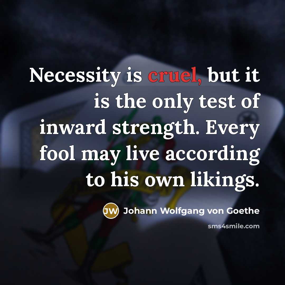 “Necessity is cruel, but it is the only test of…” quote by Johann Wolfgang von Goethe