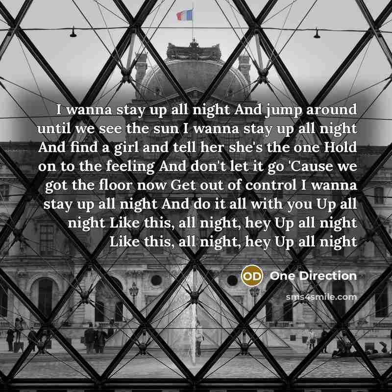 “I wanna stay up all night And jump around until…” quote by One Direction
