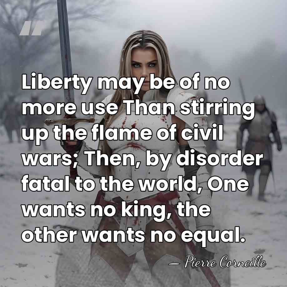 Liberty may be of no more use Than stirring up the flame&hellip; - Pierre Corneille