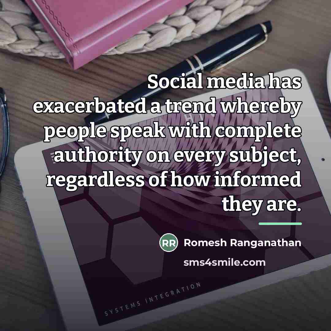“Social media has exacerbated a trend whereby people speak with…” quote by Romesh Ranganathan
