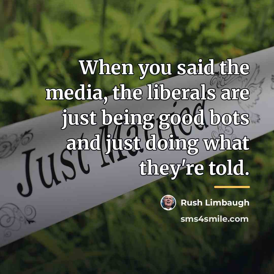 “When you said the media, the liberals are just being…” quote by Rush Limbaugh