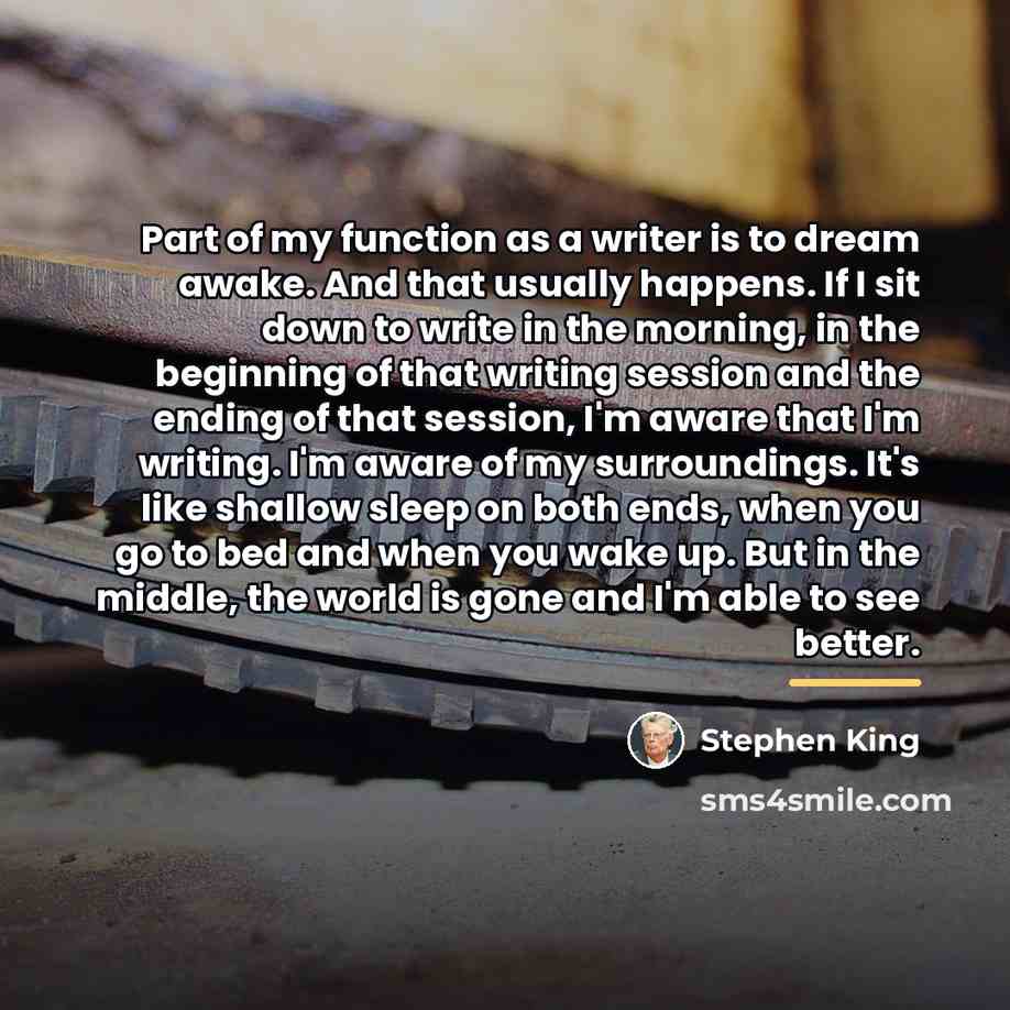 “Part of my function as a writer is to dream…” quote by Stephen King