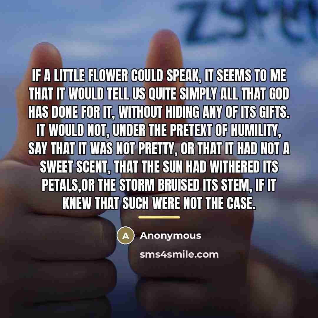 “If a little flower could speak, it seems to me…” quote by Anonymous