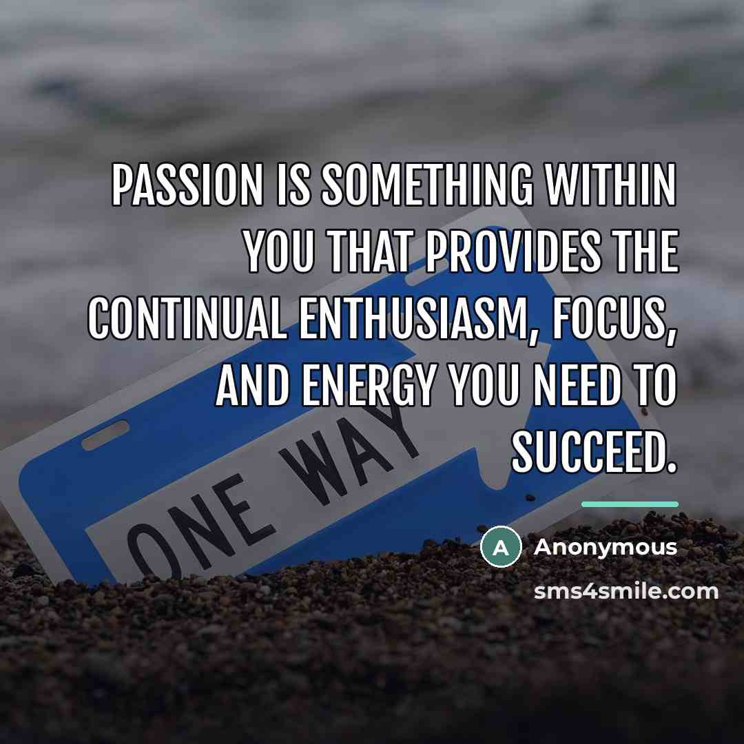 “Passion is something within you that provides the continual enthusiasm,…” quote by Anonymous