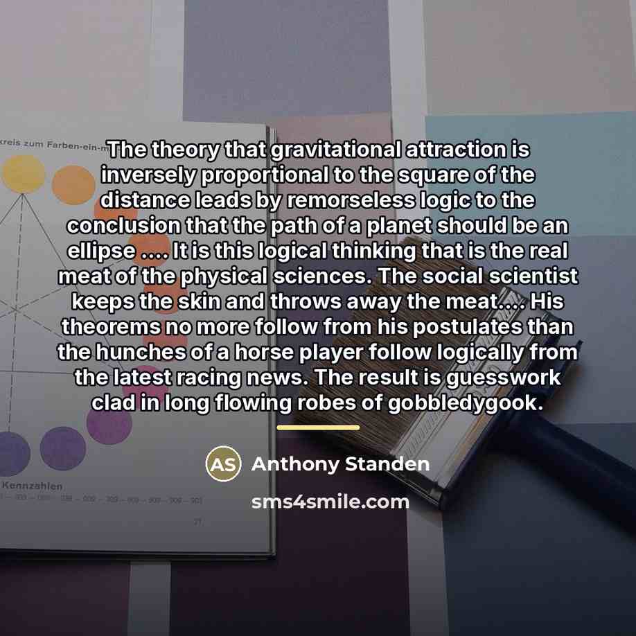 “The theory that gravitational attraction is inversely proportional to the…” quote by Anthony Standen