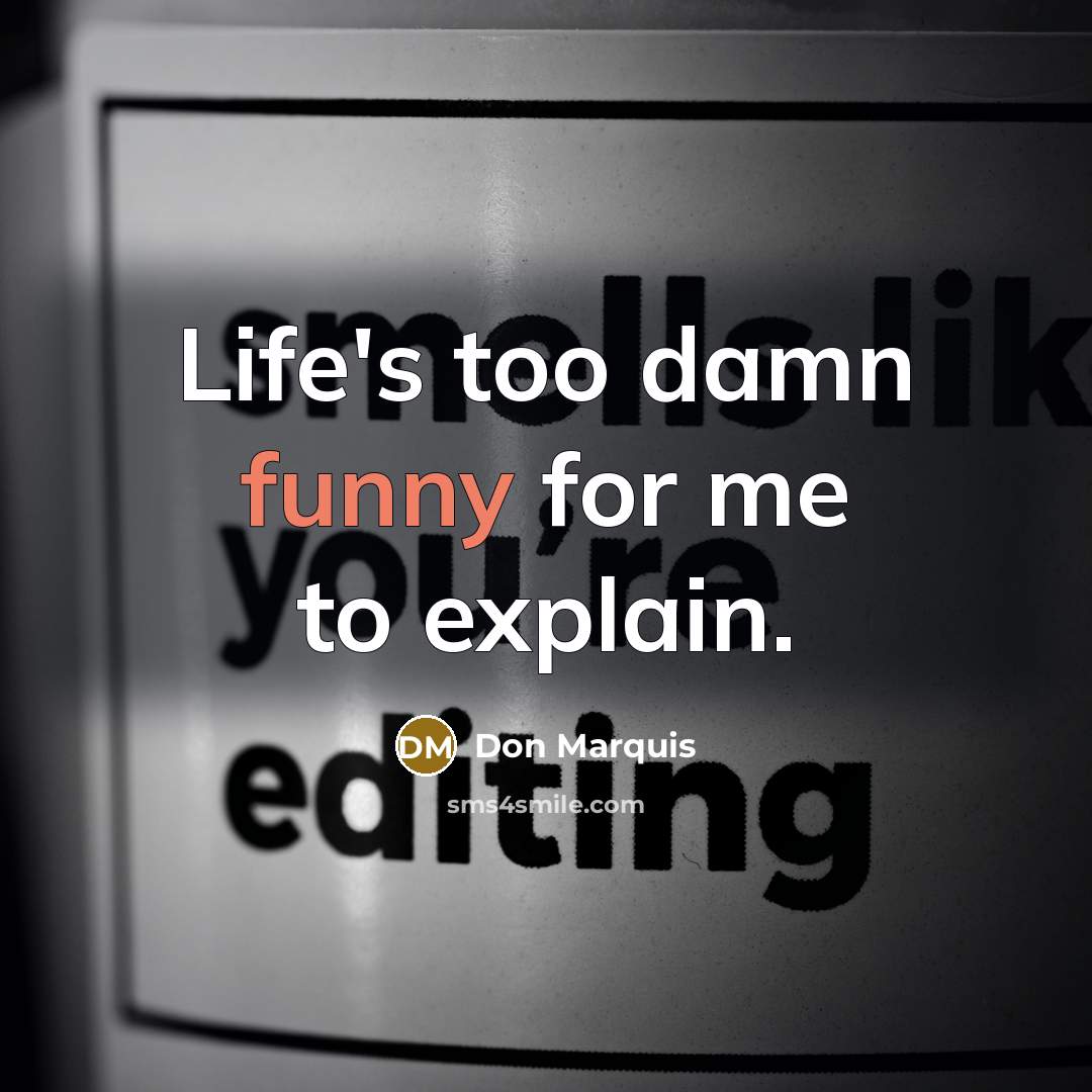 “Life's too damn funny for me to explain.” quote by Don Marquis