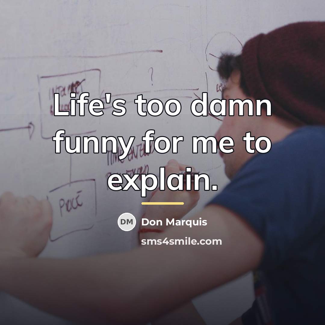 “Life's too damn funny for me to explain.…” quote by Don Marquis