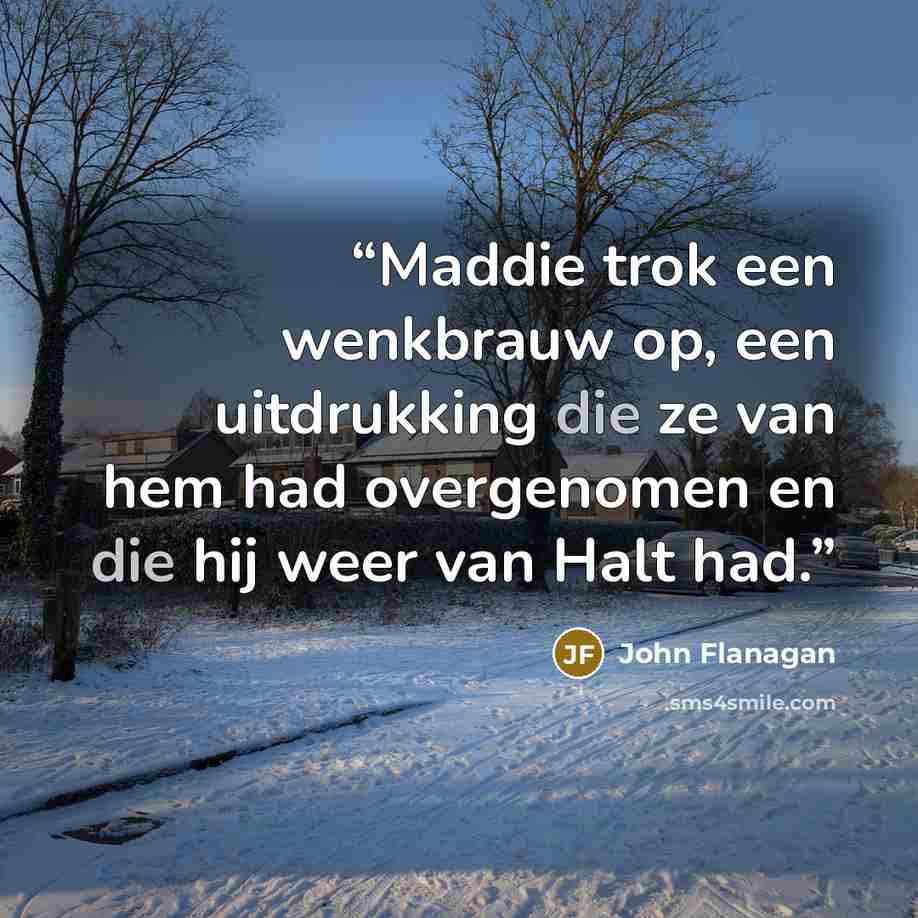“Maddie trok een wenkbrauw op, een uitdrukking die ze van hem had overgenomen en die hij weer van Halt had.” quote by John Flanagan