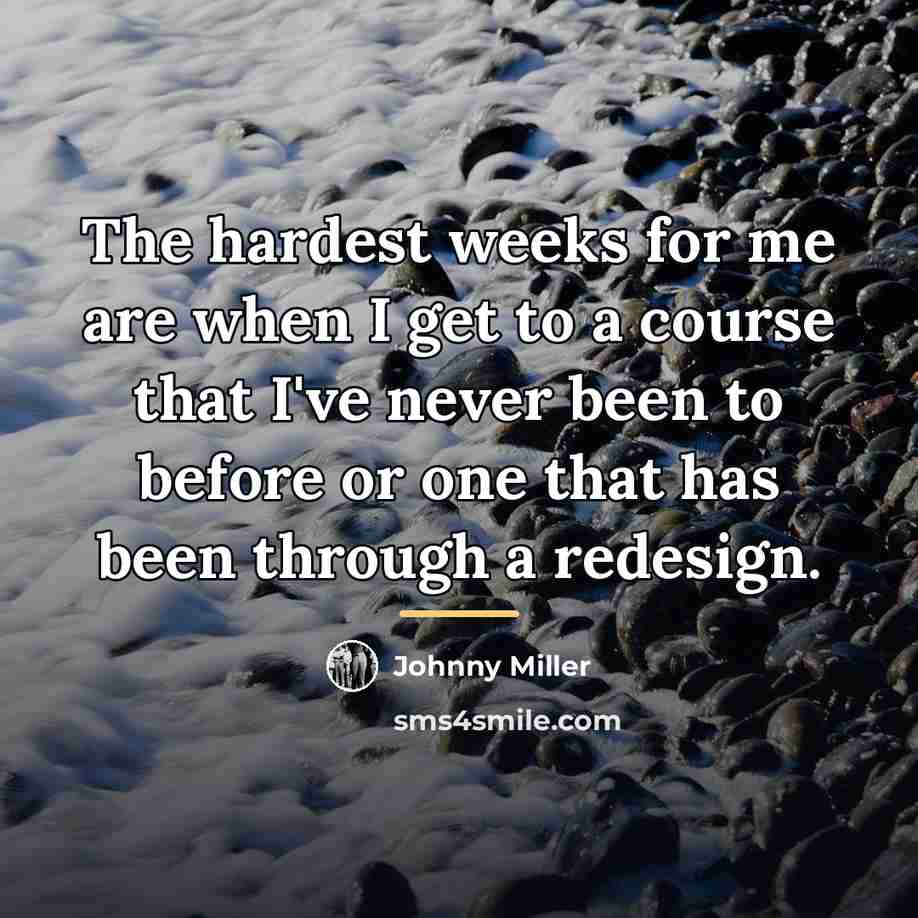 “The hardest weeks for me are when I get to…” quote by Johnny Miller