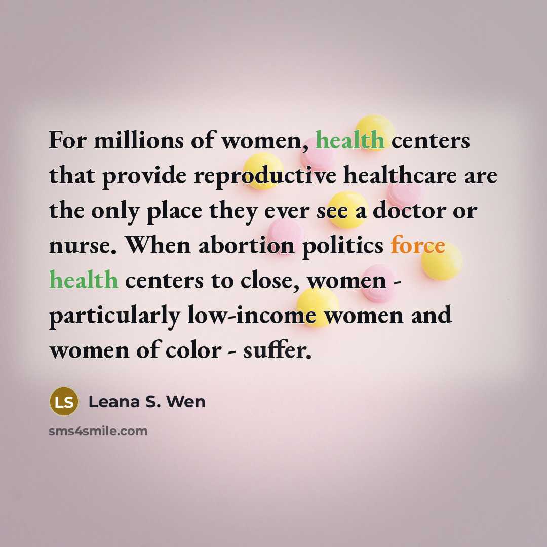 “For millions of women, health centers that provide reproductive healthcare…” quote by Leana S. Wen