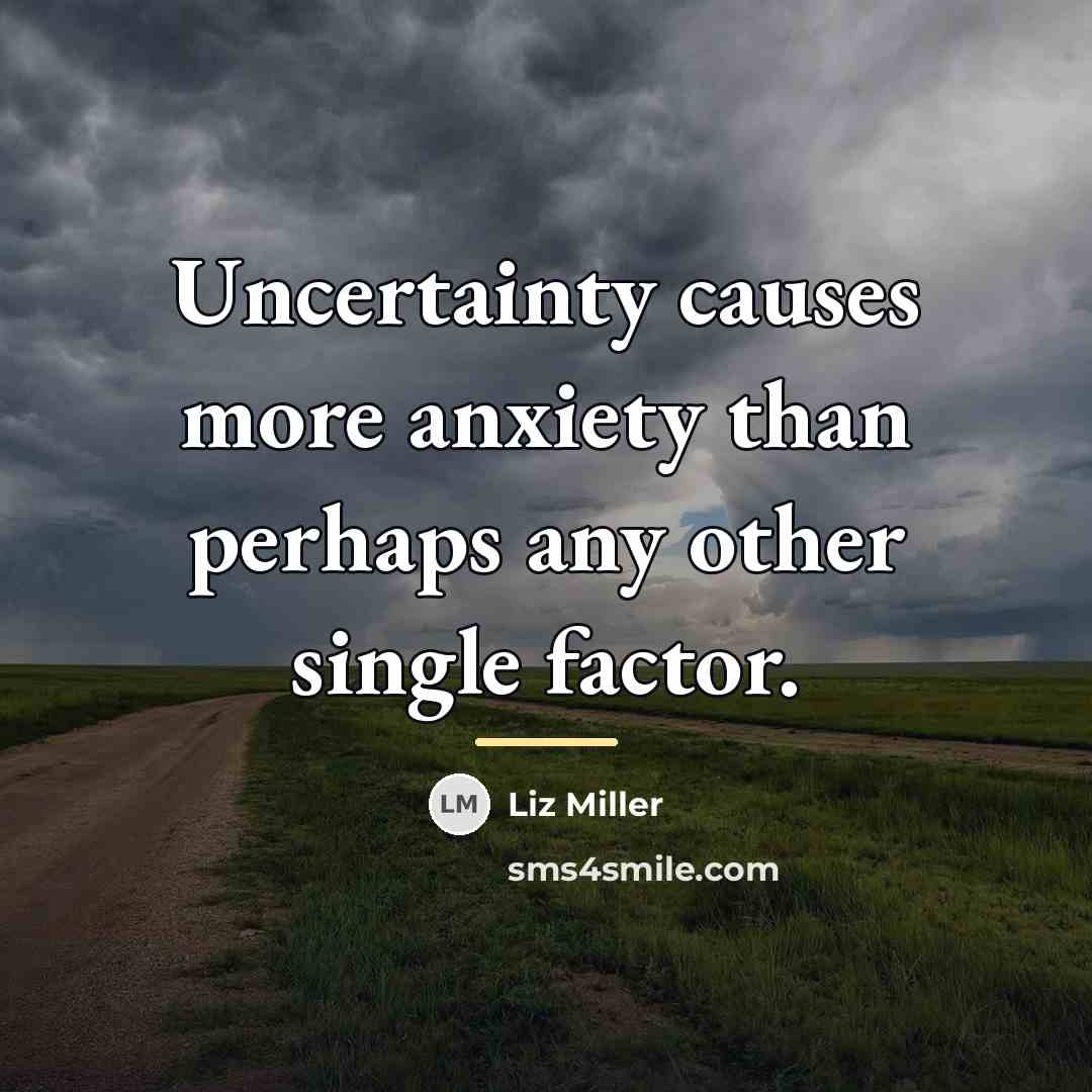 “Uncertainty causes more anxiety than perhaps any other single factor.…” quote by Liz Miller