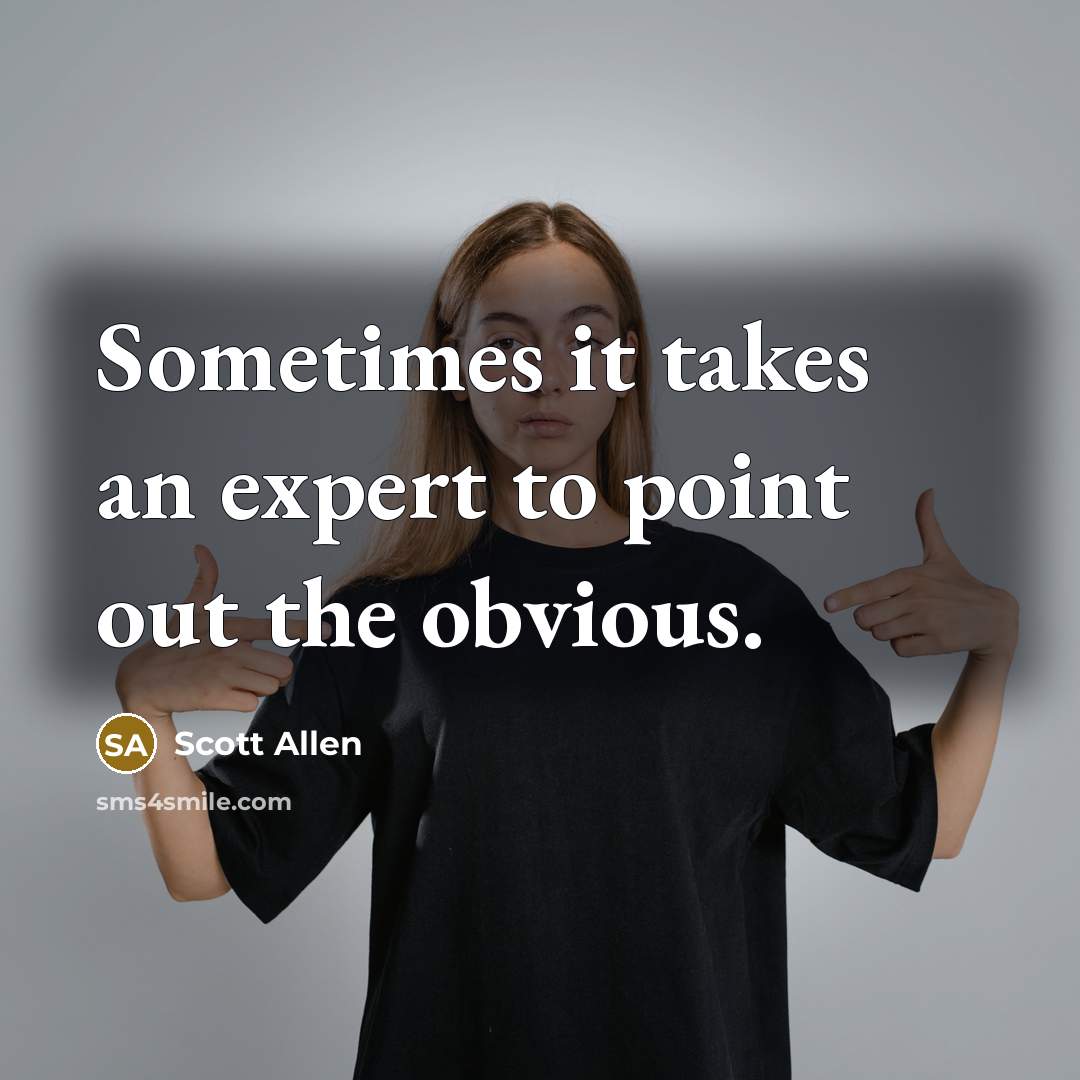 “Sometimes it takes an expert to point out the obvious.” quote by Scott Allen