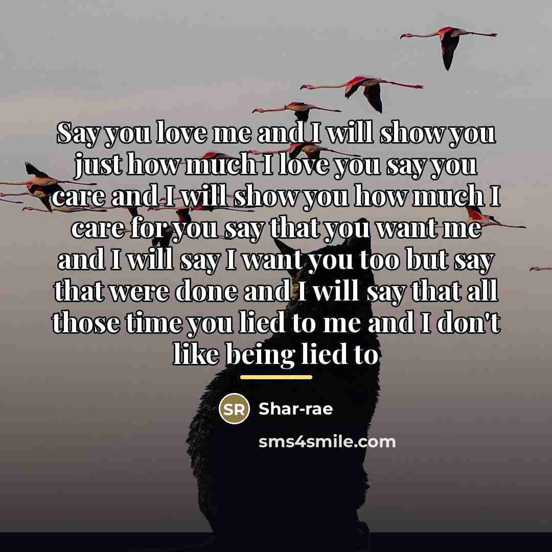 “Say you love me and I will show you just…” quote by Shar-rae