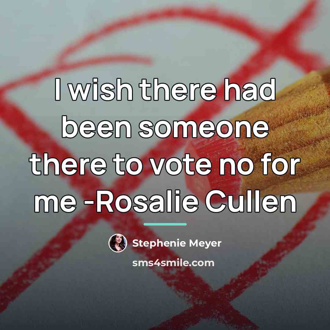 “I wish there had been someone there to vote no…” quote by Stephenie Meyer