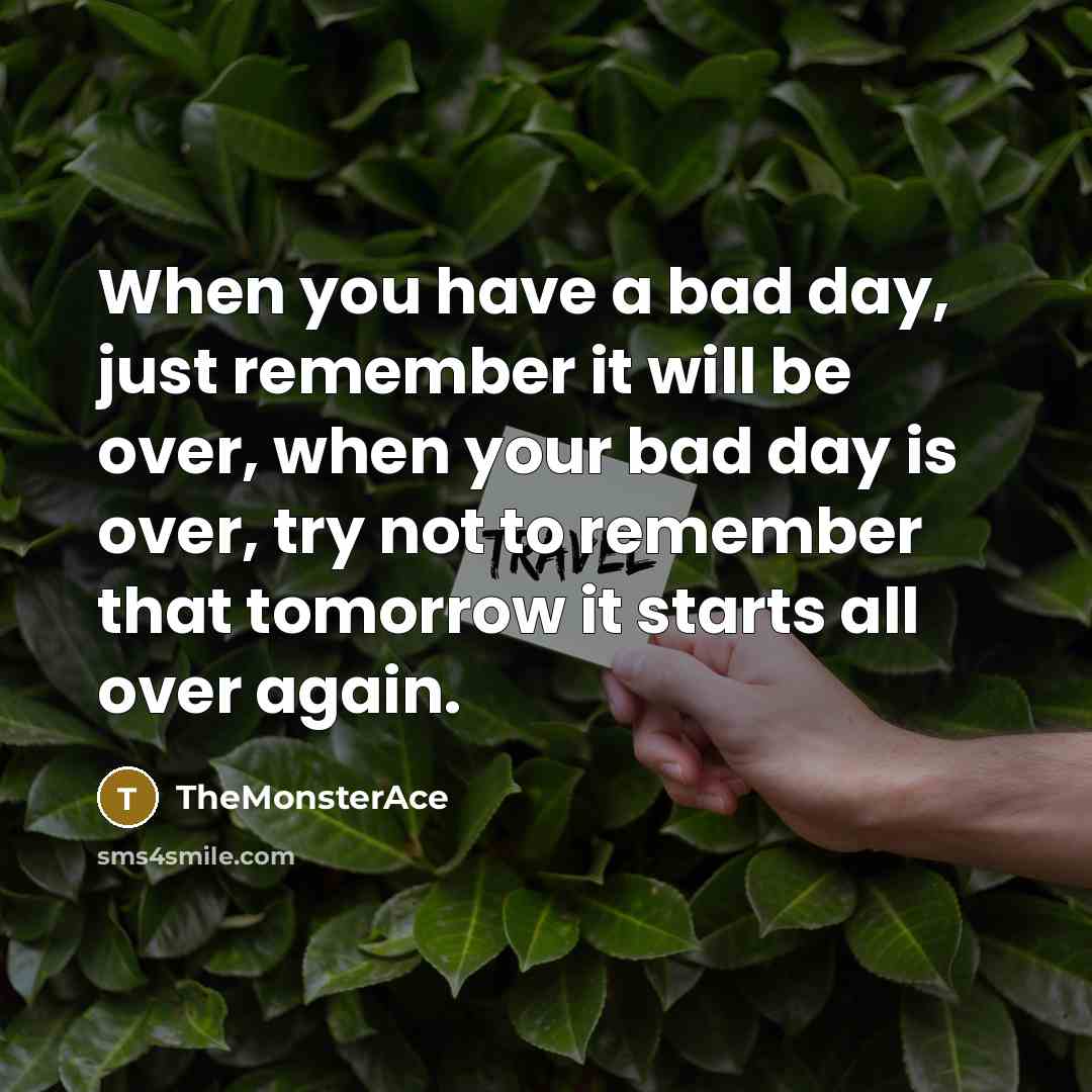 “When you have a bad day, just remember it will…” quote by TheMonsterAce