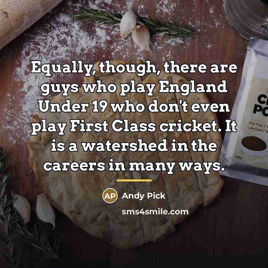 “Equally, though, there are guys who play England Under 19…” quote by Andy Pick