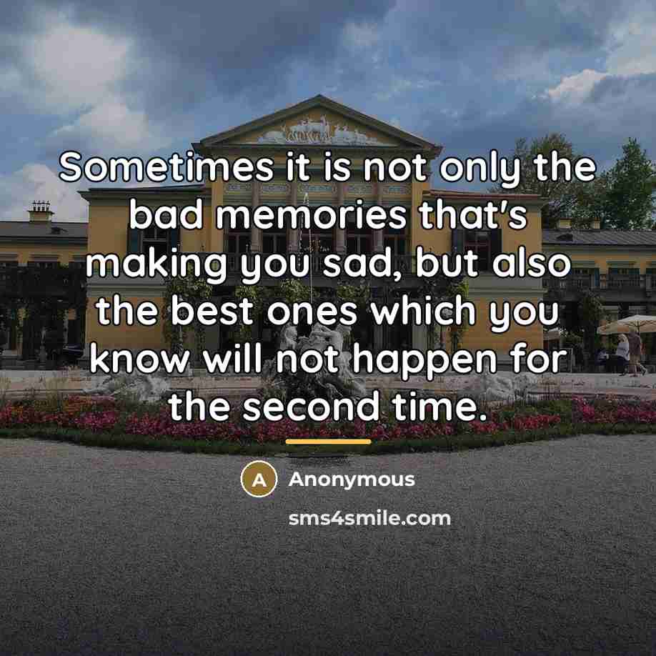 “Sometimes it is not only the bad memories that's making…” quote by Anonymous