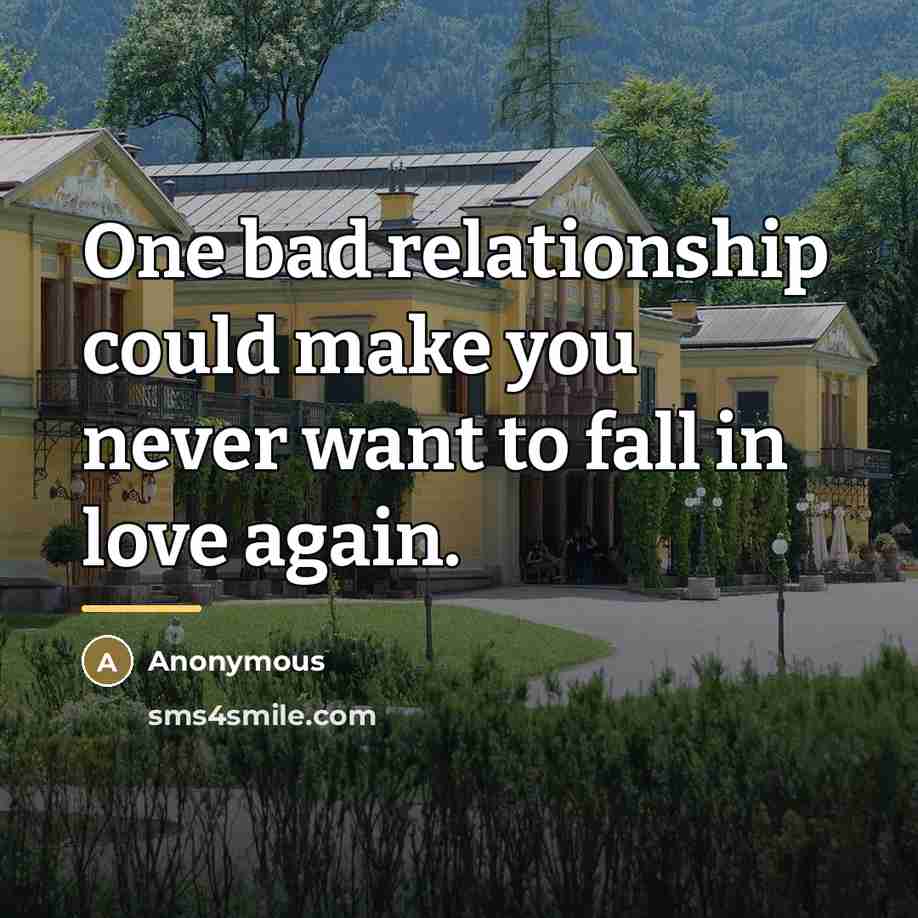 “One bad relationship could make you never want to fall…” quote by Anonymous