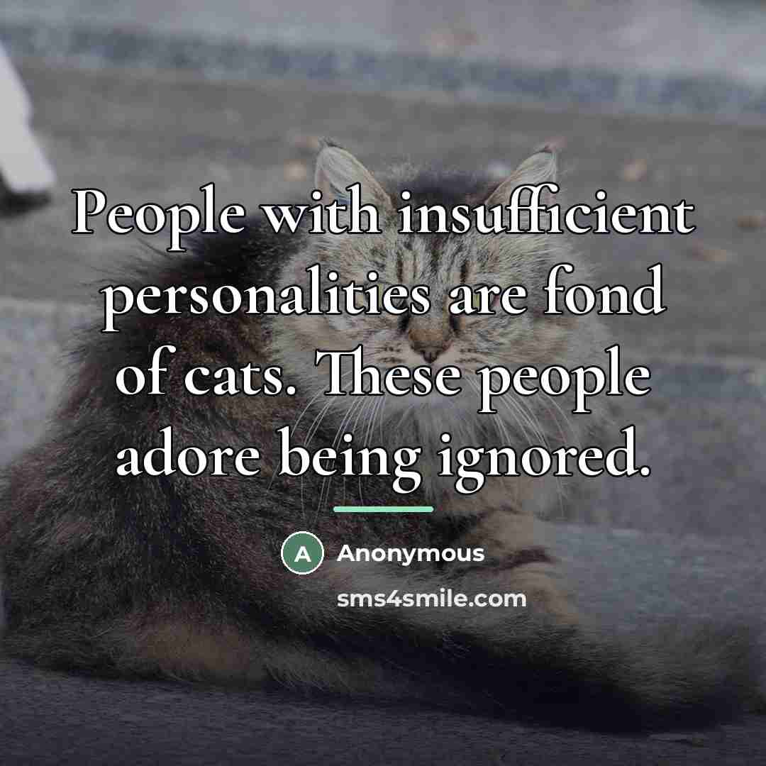 “People with insufficient personalities are fond of cats. These people…” quote by Anonymous