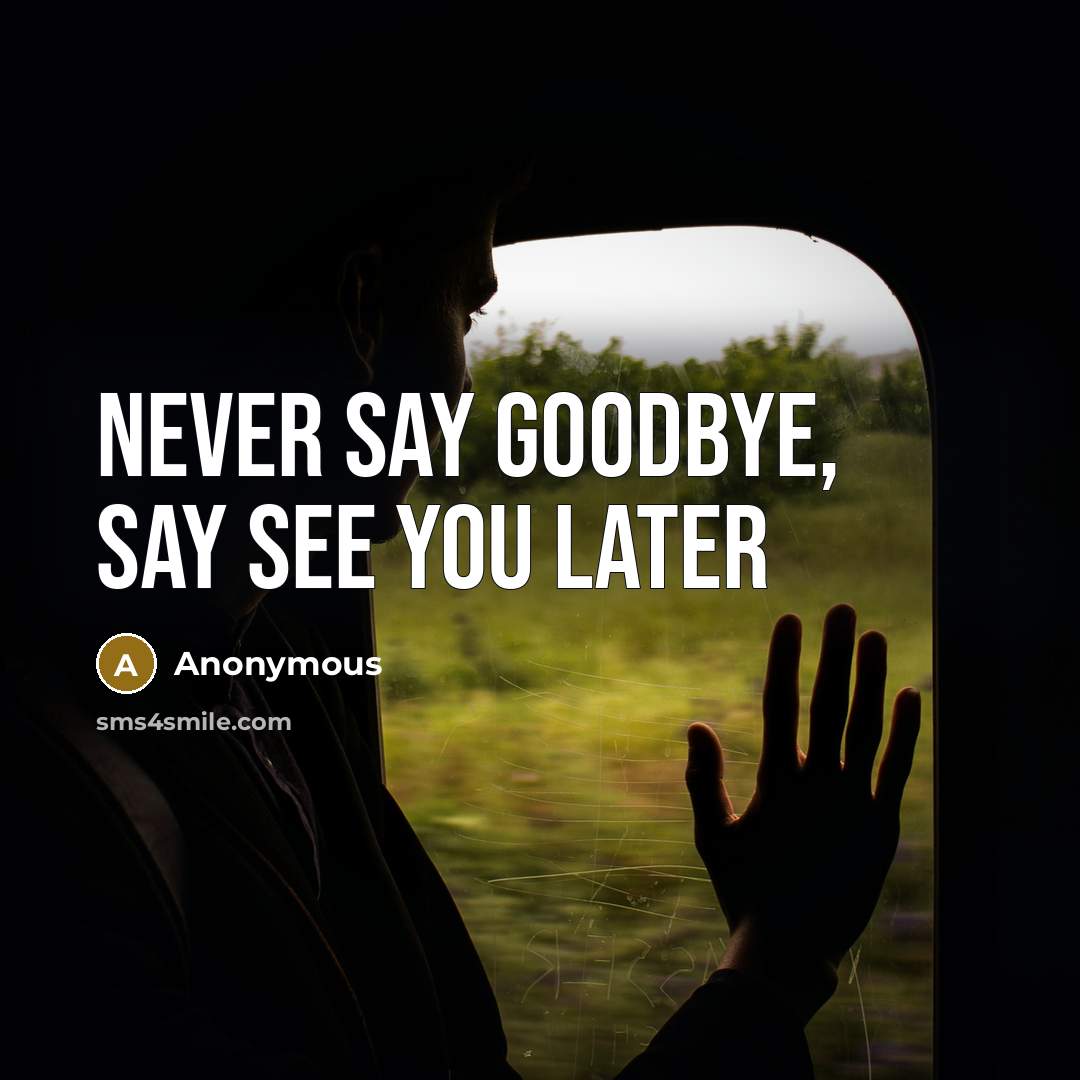 “Never say goodbye, say see you later…” quote by Anonymous