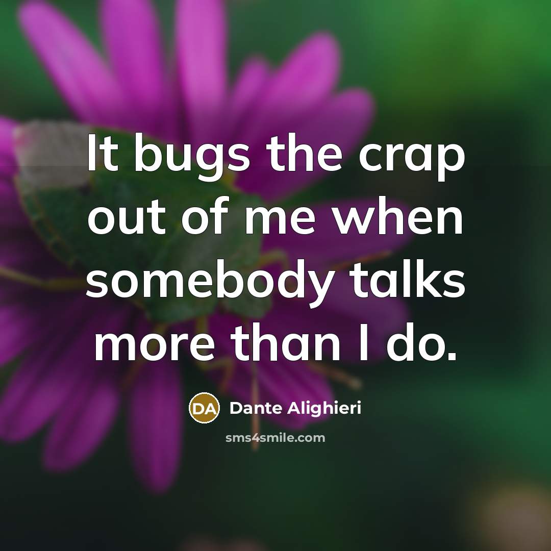 “It bugs the crap out of me when somebody talks…” quote by Dante Alighieri