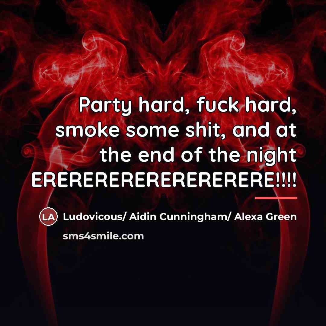 “Party hard, fuck hard, smoke some shit, and at the…” quote by Ludovicous/ Aidin Cunningham/ Alexa Green