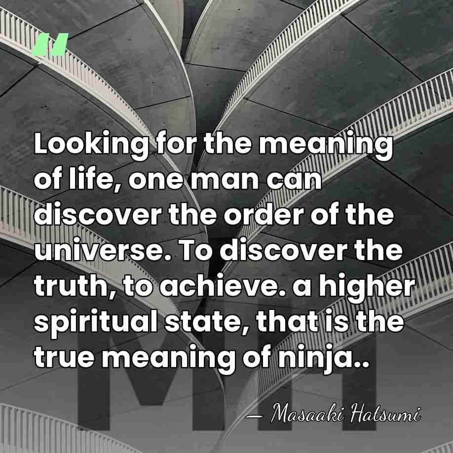Looking for the meaning of life, one man can discover the order&hellip; - Masaaki Hatsumi