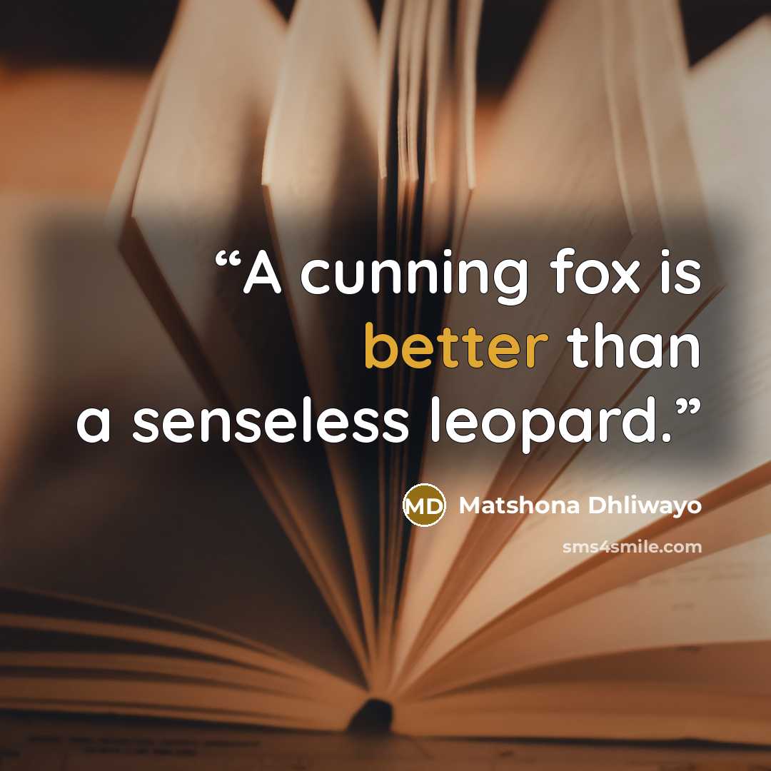“A cunning fox is better than a senseless leopard.” quote by Matshona Dhliwayo