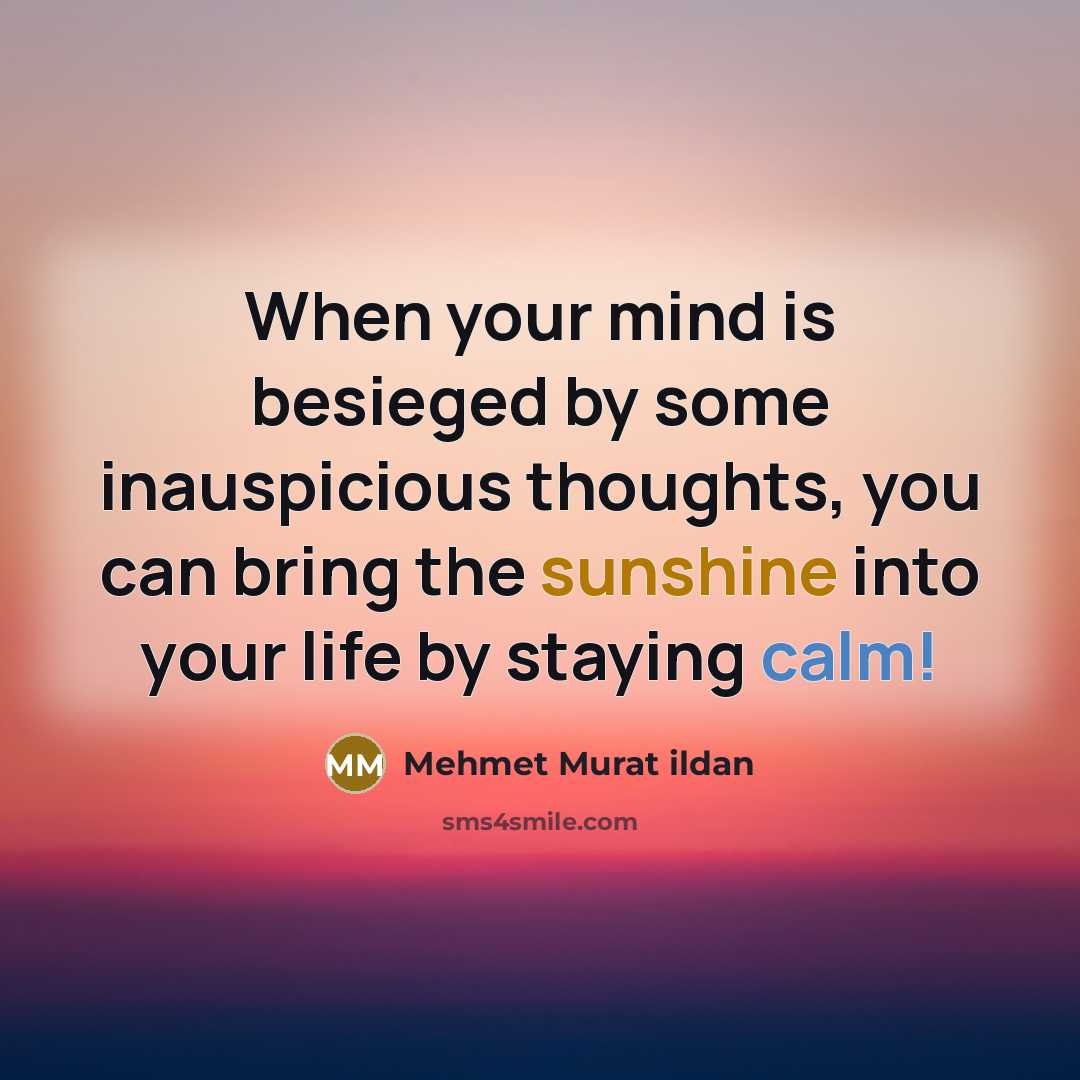 “When your mind is besieged by some inauspicious thoughts, you…” quote by Mehmet Murat Ildan